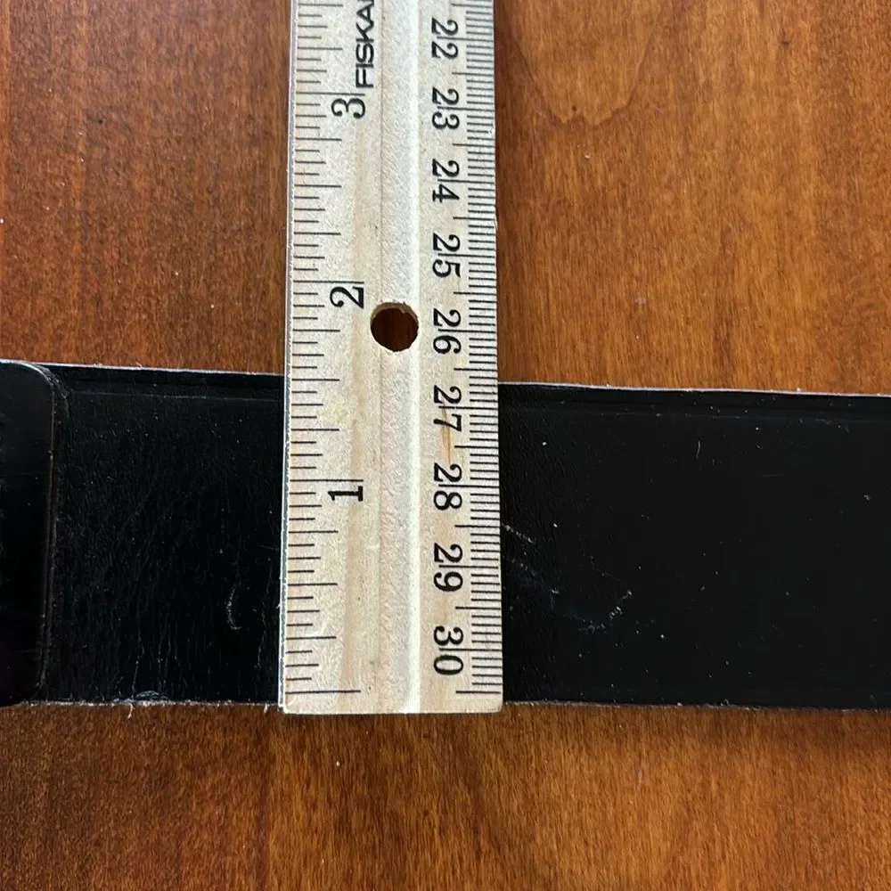 Vintage Unitog Black Leather Buckle Free Belt - 34